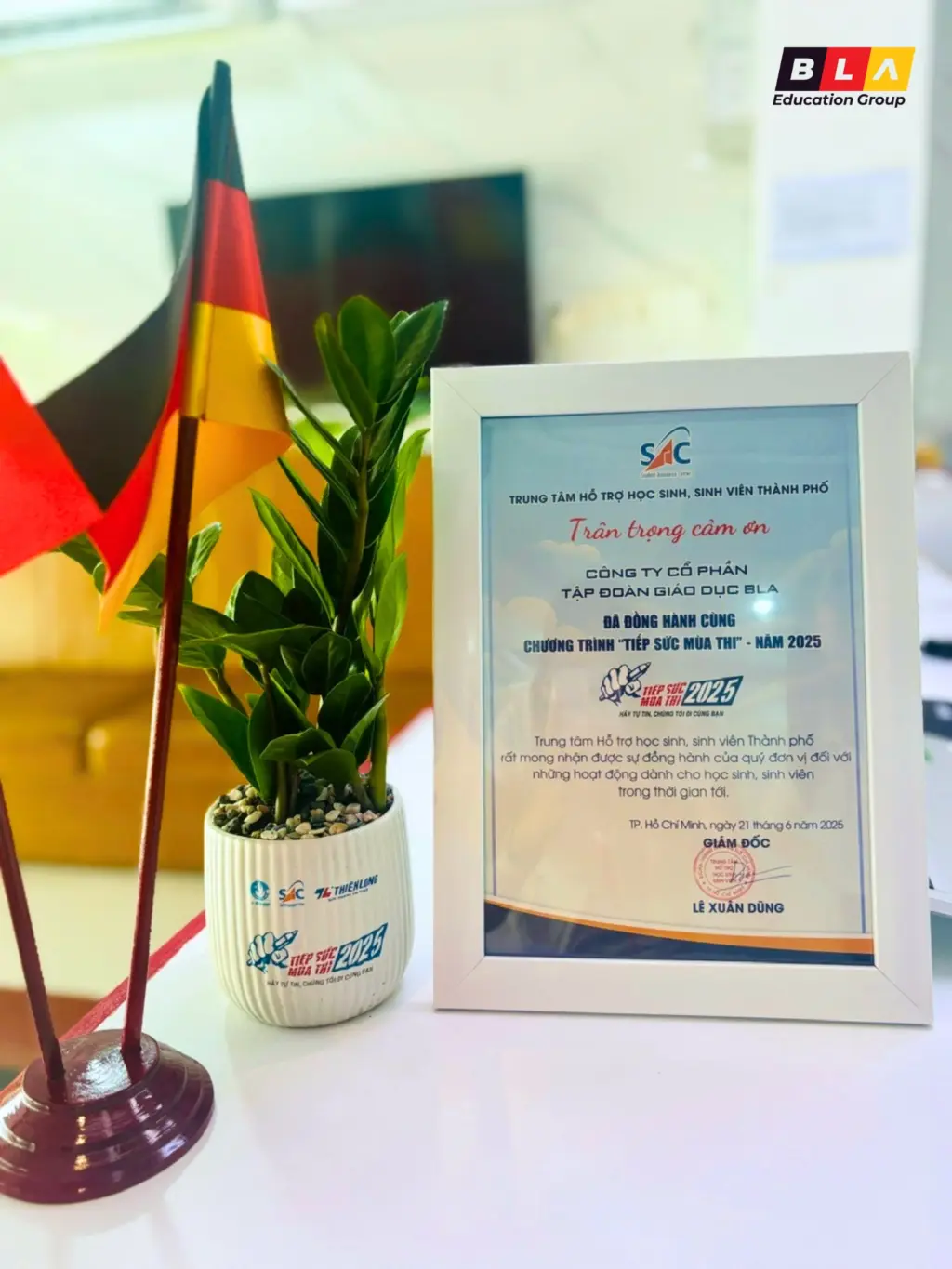 BLA nhận được certificate từ chương trình Tiếp sức mùa thi 2025