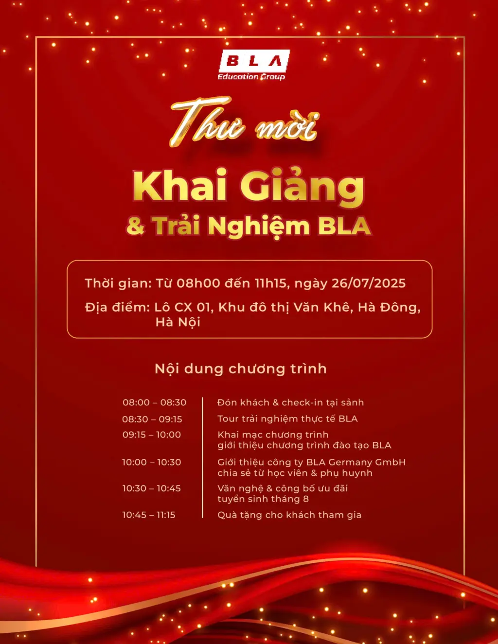 thư mời sự kiện khai giảng và trải nghiệm